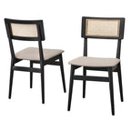 Chaise de salle à manger moderne tapissée avec pieds en bois, assise rembourrée, style scandinave