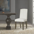 Lot de 2 chaises de salle à manger classiques Parsons, revêtement en tissu rayé gris tourterelle, pieds en bois massif