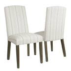Lot de 2 chaises de salle à manger classiques Parsons, revêtement en tissu rayé gris tourterelle, pieds en bois massif