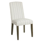 Lot de 2 chaises de salle à manger classiques Parsons, revêtement en tissu rayé gris tourterelle, pieds en bois massif