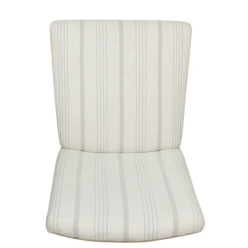 Lot de 2 chaises de salle à manger classiques Parsons, revêtement en tissu rayé gris tourterelle, pieds en bois massif