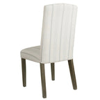 Lot de 2 chaises de salle à manger classiques Parsons, revêtement en tissu rayé gris tourterelle, pieds en bois massif