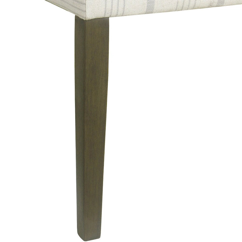 Lot de 2 chaises de salle à manger classiques Parsons, revêtement en tissu rayé gris tourterelle, pieds en bois massif