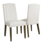 Lot de 2 chaises de salle à manger classiques Parsons, revêtement en tissu rayé gris tourterelle, pieds en bois massif