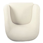 Fauteuil d'appoint Sherpa avec pieds en bois, crème, revêtement moelleux, fauteuil de salon moderne