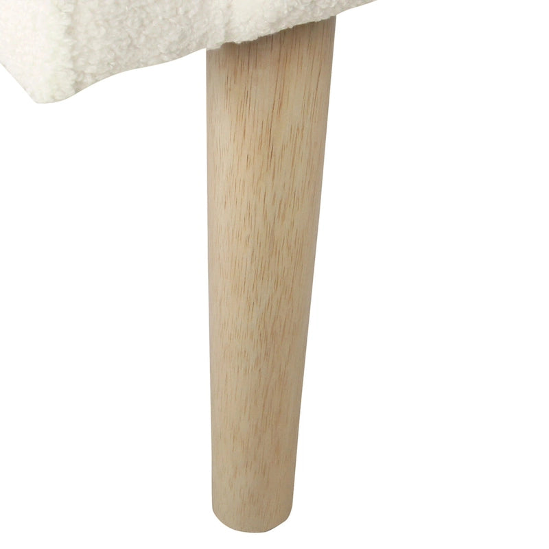 Fauteuil d'appoint Sherpa avec pieds en bois, crème, revêtement moelleux, fauteuil de salon moderne