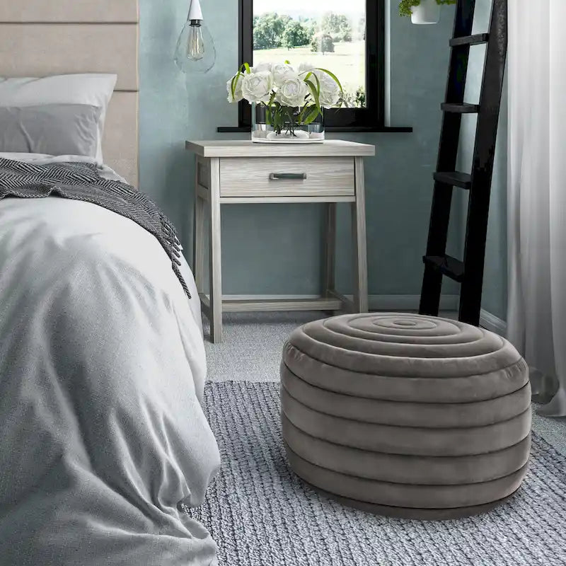 Pouf rond bohème en velours, repose-pieds de sol pour salon et chambre
