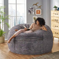 Pouf géant en fausse fourrure Modern Glam, style hiver, siège de salon surdimensionné pour le salon