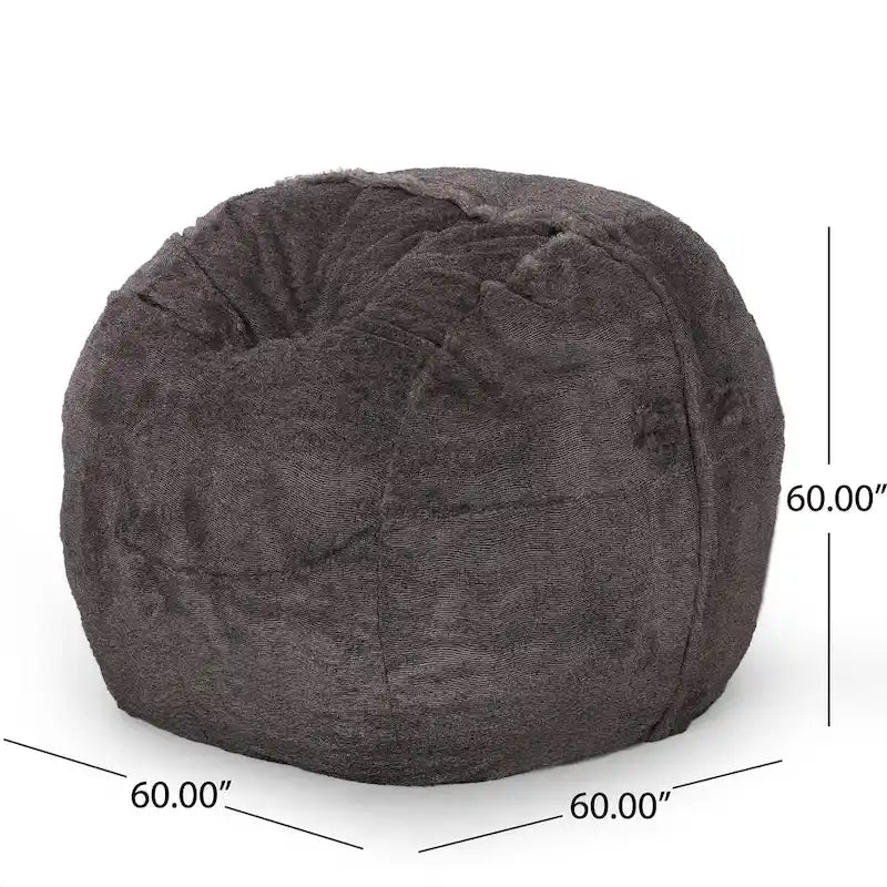 Pouf géant en fausse fourrure Modern Glam, style hiver, siège de salon surdimensionné pour le salon