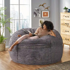 Pouf géant en fausse fourrure Modern Glam, style hiver, siège de salon surdimensionné pour le salon