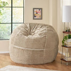 Pouf géant en fausse fourrure Modern Glam, style hiver, siège de salon surdimensionné pour le salon
