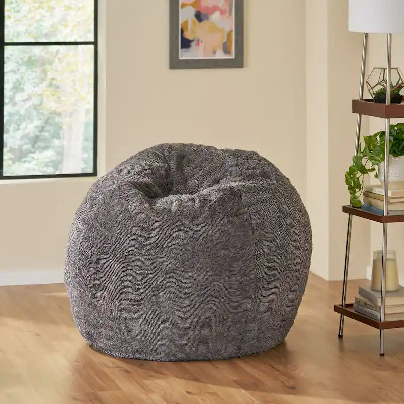 Pouf géant en fausse fourrure Modern Glam, style hiver, siège de salon surdimensionné pour le salon