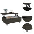 Table basse relevable avec rangement dissimulé et 4 pieds, table de salon moderne