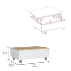 Table basse relevable avec rangement dissimulé et 4 pieds, table de salon moderne