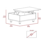 Table basse relevable avec rangement dissimulé et 4 pieds, table de salon moderne