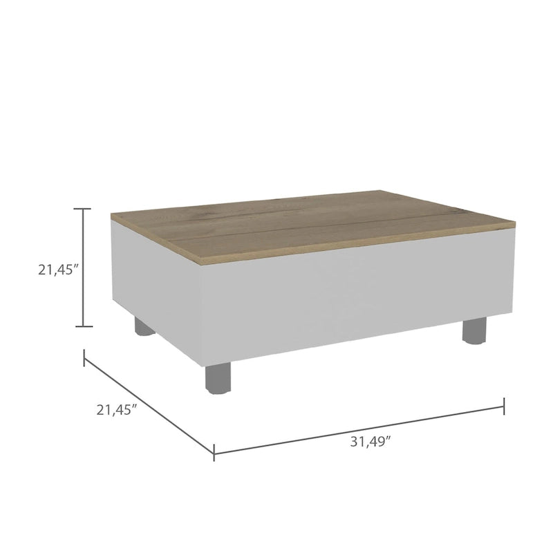 Table basse relevable avec rangement dissimulé et 4 pieds, table de salon moderne