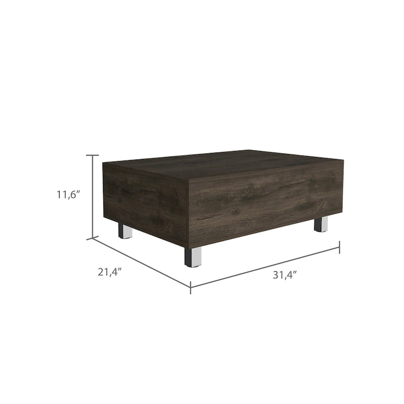 Table basse relevable avec rangement dissimulé et 4 pieds, table de salon moderne