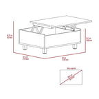 Table basse relevable avec rangement dissimulé et 4 pieds, table de salon moderne