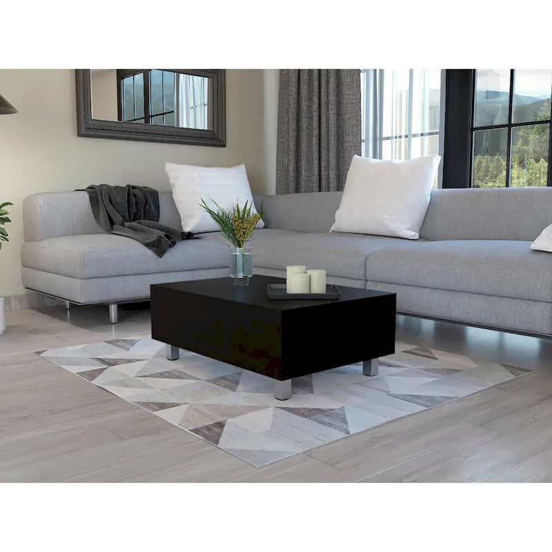 Table basse relevable avec rangement dissimulé et 4 pieds, table de salon moderne
