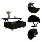 Table basse relevable avec rangement dissimulé et 4 pieds, table de salon moderne