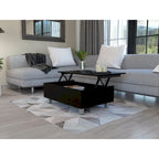 Table basse relevable avec rangement dissimulé et 4 pieds, table de salon moderne
