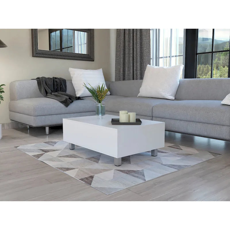 Table basse relevable avec rangement dissimulé et 4 pieds, table de salon moderne