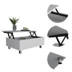 Table basse relevable avec rangement dissimulé et 4 pieds, table de salon moderne