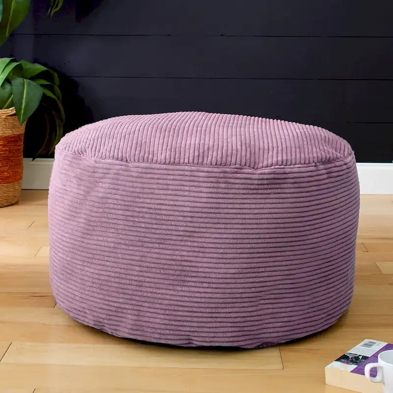Grand pouf rond en velours côtelé pour l'intérieur, Coussin de sol surdimensionné pour le salon