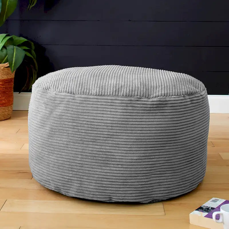 Grand pouf rond en velours côtelé pour l'intérieur, Coussin de sol surdimensionné pour le salon