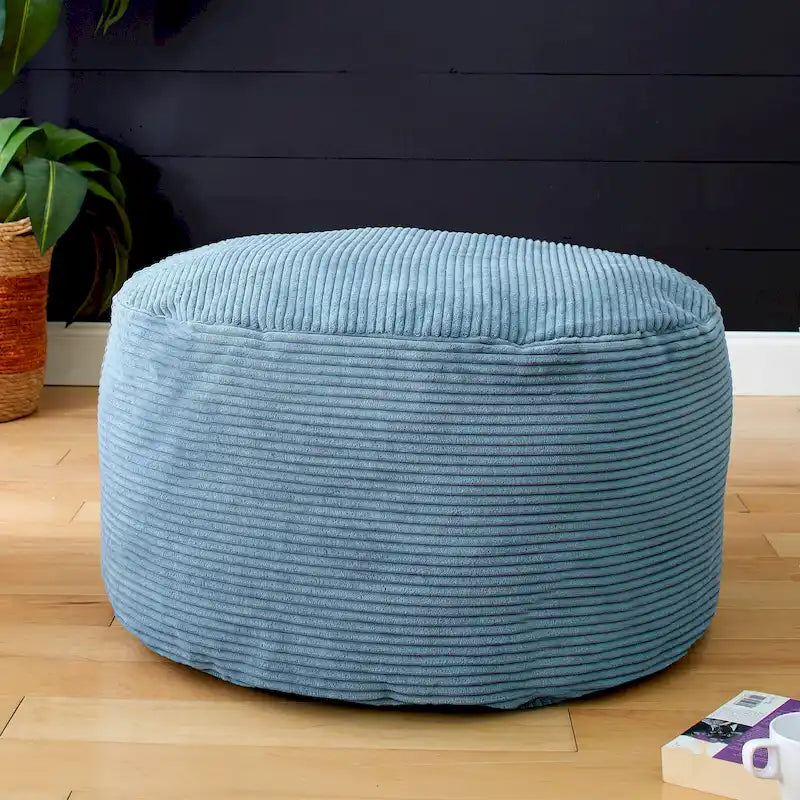 Grand pouf rond en velours côtelé pour l'intérieur, Coussin de sol surdimensionné pour le salon