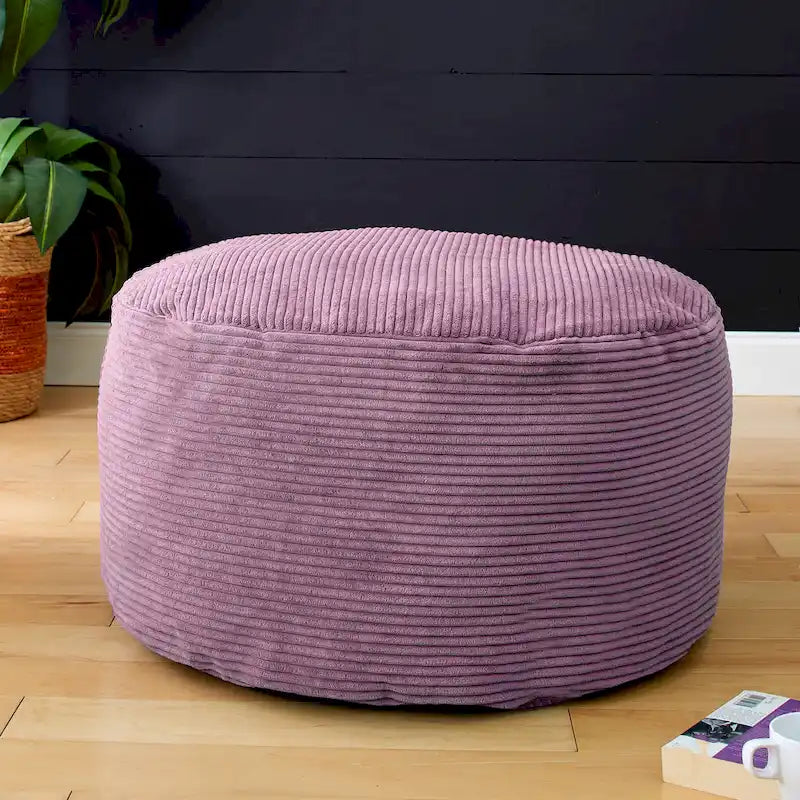 Grand pouf rond en velours côtelé pour l'intérieur, Coussin de sol surdimensionné pour le salon