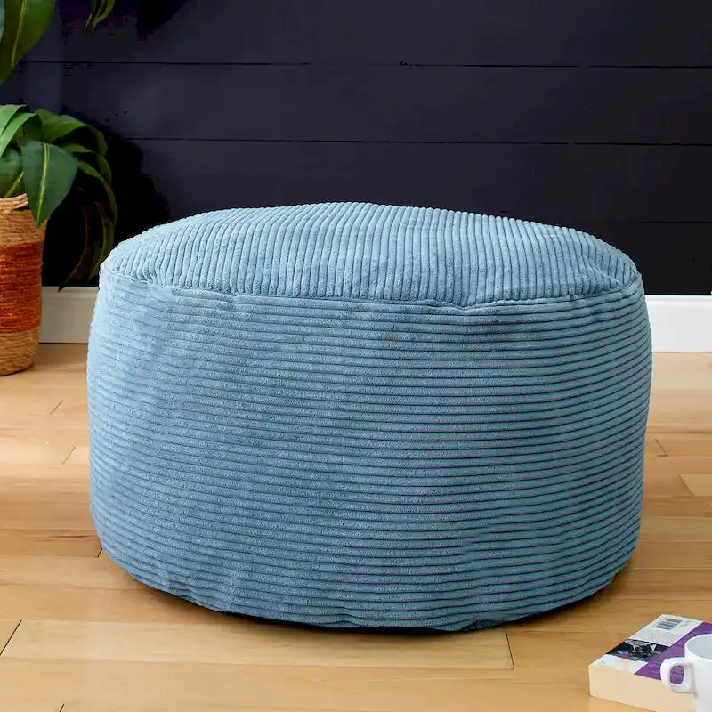 Grand pouf rond en velours côtelé pour l'intérieur, Coussin de sol surdimensionné pour le salon