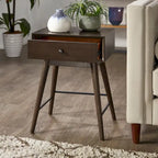 Table d'appoint en bois à 1 tiroir avec étagère ouverte, Table de chevet moderne pour salon et chambre à coucher