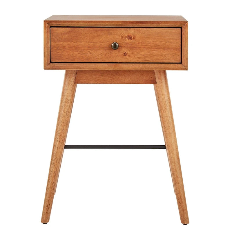 Table d'appoint en bois à 1 tiroir avec étagère ouverte, Table de chevet moderne pour salon et chambre à coucher