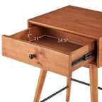 Table d'appoint en bois à 1 tiroir avec étagère ouverte, Table de chevet moderne pour salon et chambre à coucher