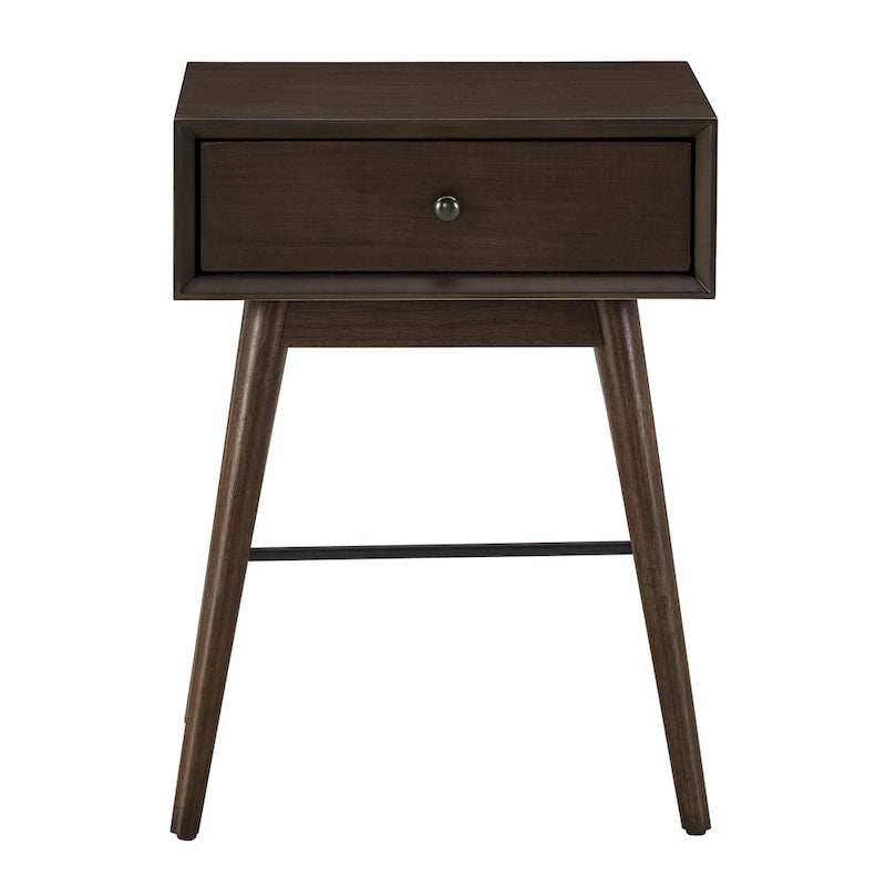 Table d'appoint en bois à 1 tiroir avec étagère ouverte, Table de chevet moderne pour salon et chambre à coucher