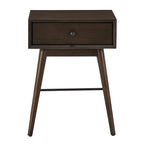 Table d'appoint en bois à 1 tiroir avec étagère ouverte, Table de chevet moderne pour salon et chambre à coucher