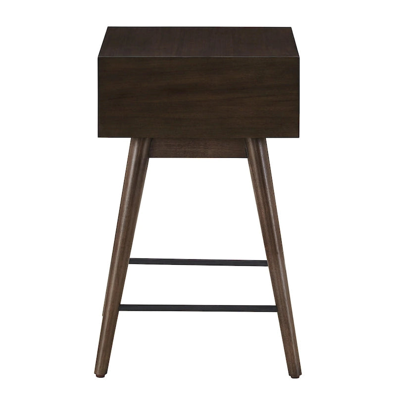 Table d'appoint en bois à 1 tiroir avec étagère ouverte, Table de chevet moderne pour salon et chambre à coucher