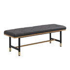 Banc de bout de lit en métal et similicuir avec pieds de tabouret en or noir pour entrée de salon