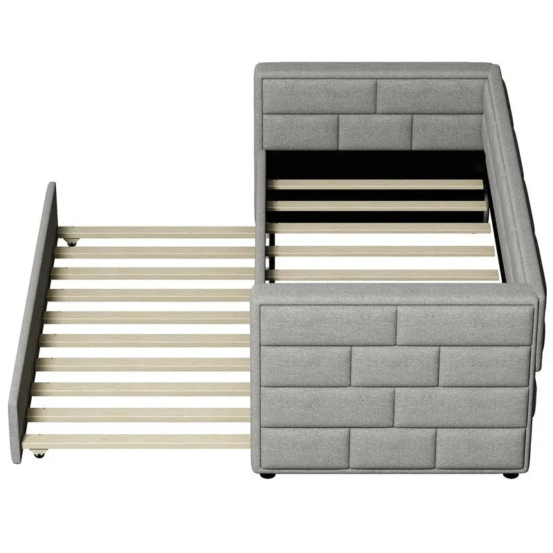 Lit de repos simple avec lit gigogne, lit de repos rembourré avec dossier matelassé
