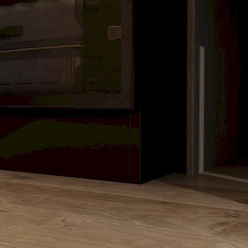 Élégante Armoire Noire avec Éclairage LED et Portes en Verre Trempé