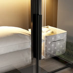 Élégante Armoire Noire avec Éclairage LED et Portes en Verre Trempé