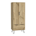Armoire-penderie autoportante avec tringle à vêtements, tiroir, pieds épingle et armoire à double porte