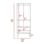 Armoire-penderie autoportante avec tringle à vêtements, tiroir, pieds épingle et armoire à double porte