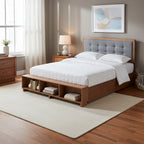 Lit plateforme Cosma moderne de transition en bois avec 4 tiroirs de rangement