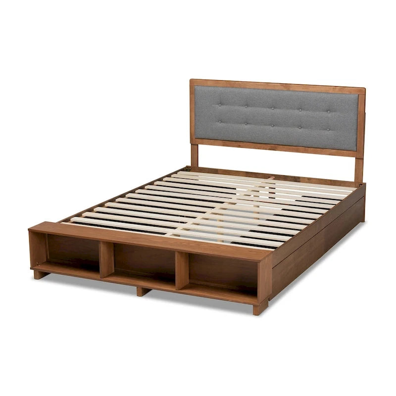 Lit plateforme Cosma moderne de transition en bois avec 4 tiroirs de rangement