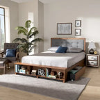 Lit plateforme Cosma moderne de transition en bois avec 4 tiroirs de rangement