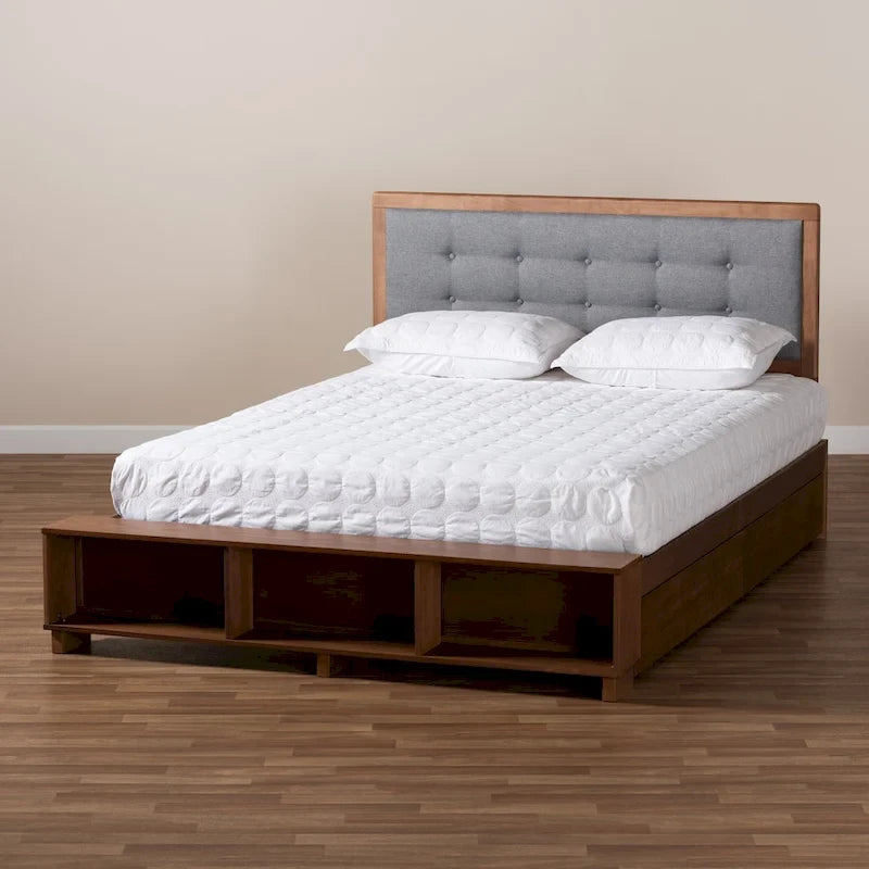 Lit plateforme Cosma moderne de transition en bois avec 4 tiroirs de rangement