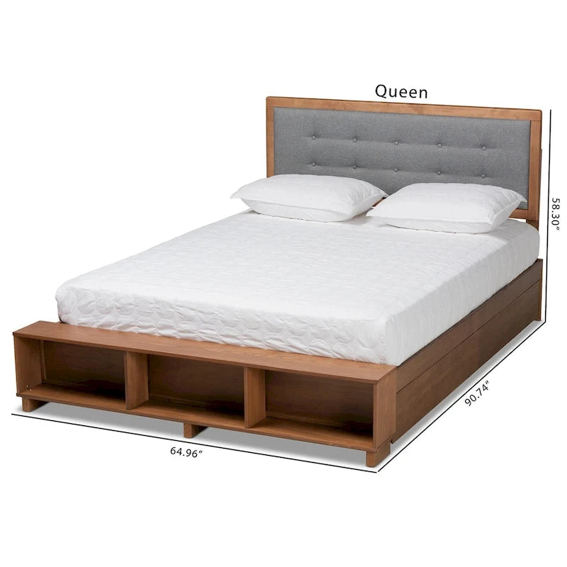 Lit plateforme Cosma moderne de transition en bois avec 4 tiroirs de rangement
