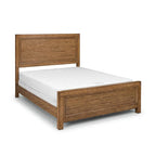 Lit Queen-Size avec Cadre en Bois Massif Fini Noyer Caramélisé, Meuble de Chambre Moderne